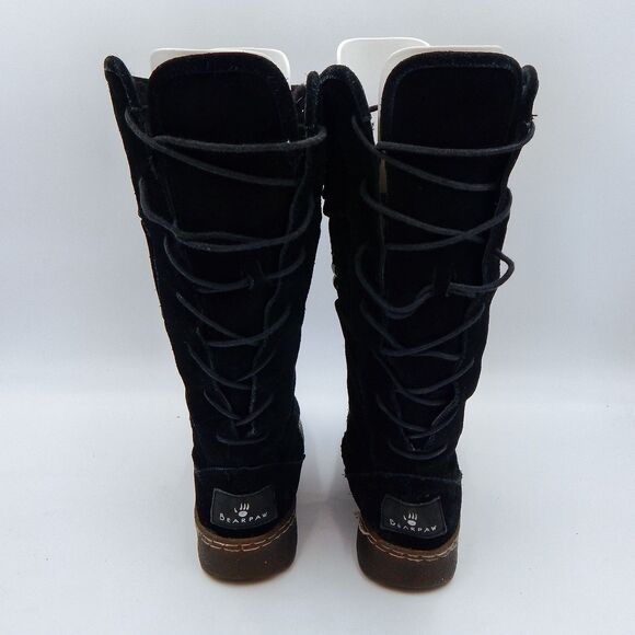 Bearpaw SILVERTHORNE Black Winter Suede Snow Boots Sz 7 Lace Up Insulated - Picture 3 of 14